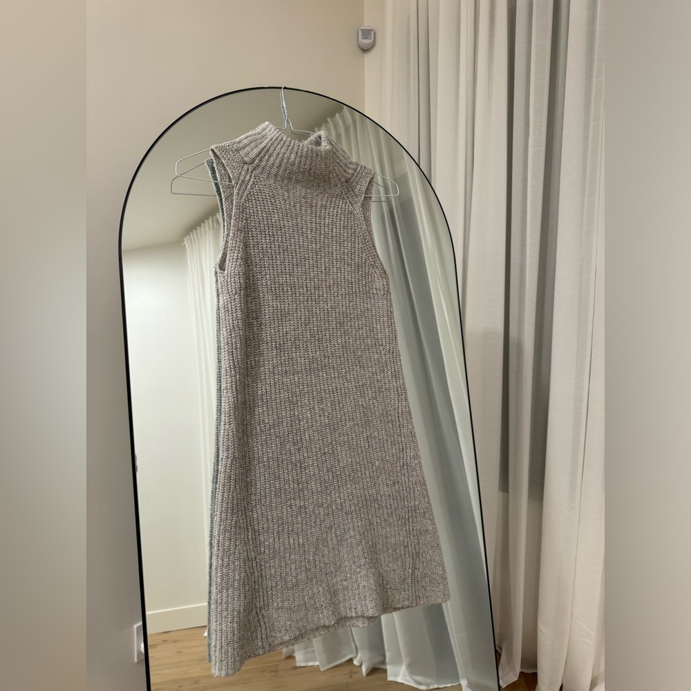 A New Day Women’s Grey Sleeveless Ribbed Knit Mock Neck Sweater Dress